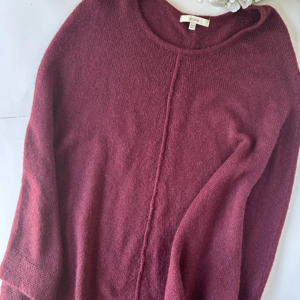 Sejour burgundy sweater poncho